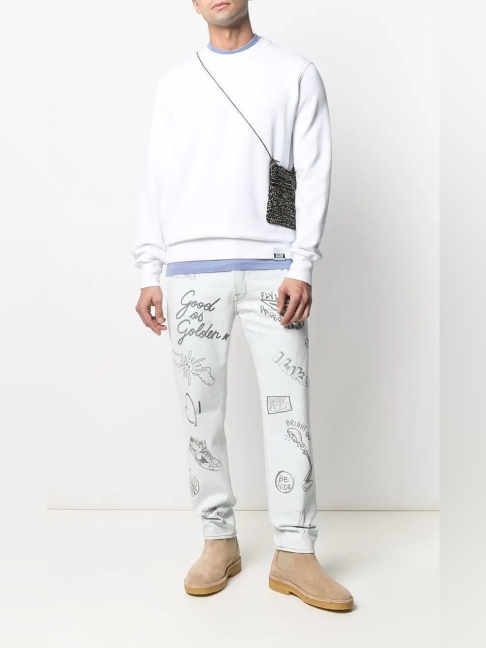 Golden Goose Sketch Graffiti Men’s Straight Skinny Jeans Sz 28 X 29 NEW